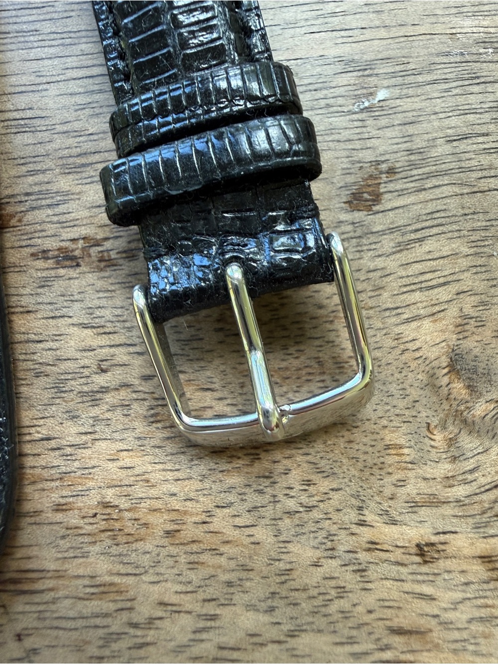 Michele Black Genuine Lizard Leather Watch Strap with Silver Buckle 18 mm